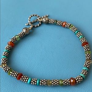 Hand made sterling silver gemstone beads bracelet